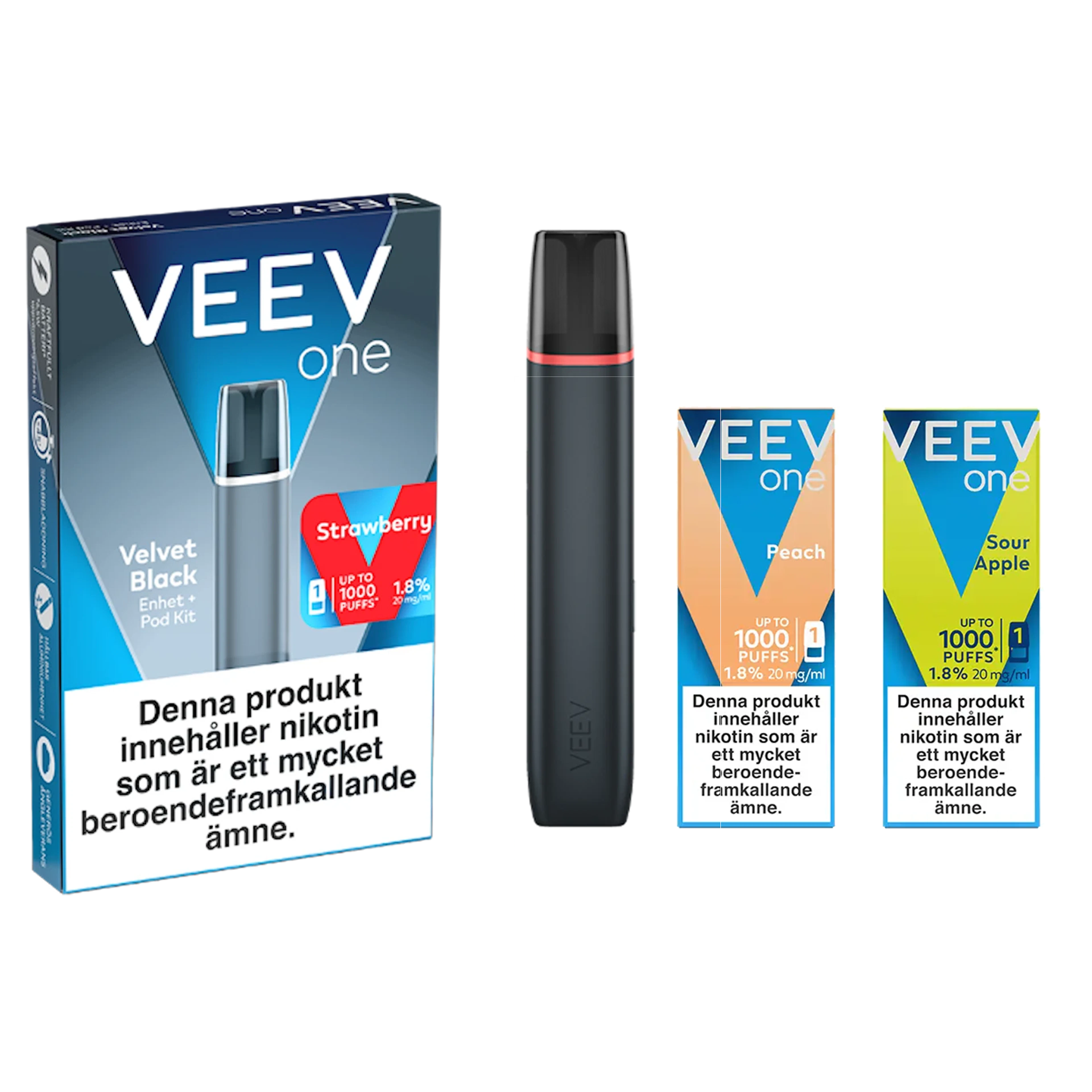 Veev One Velvet Black Device strawberry + 2 poddar