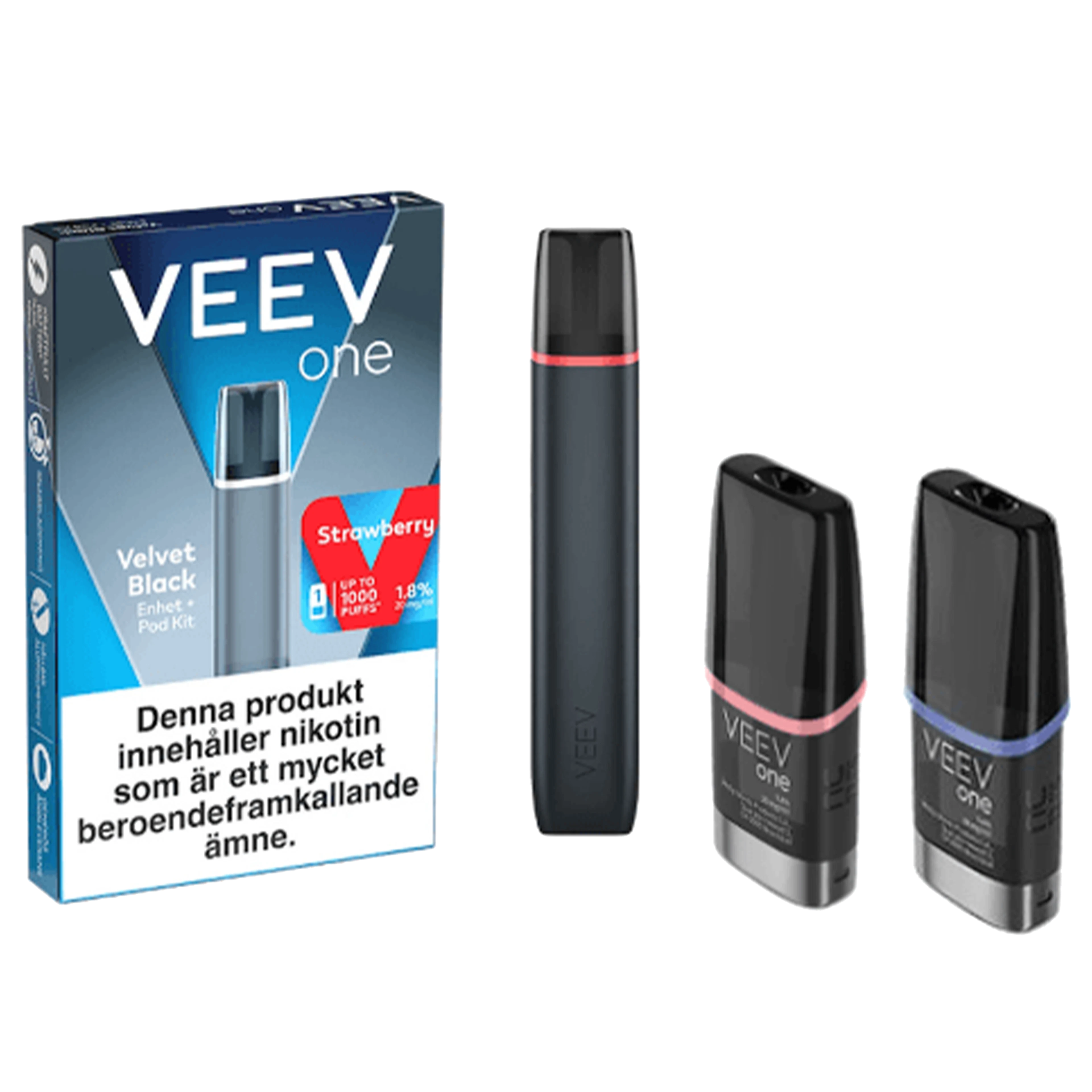 Veev One Velvet Black Device strawberry + 2 poddar