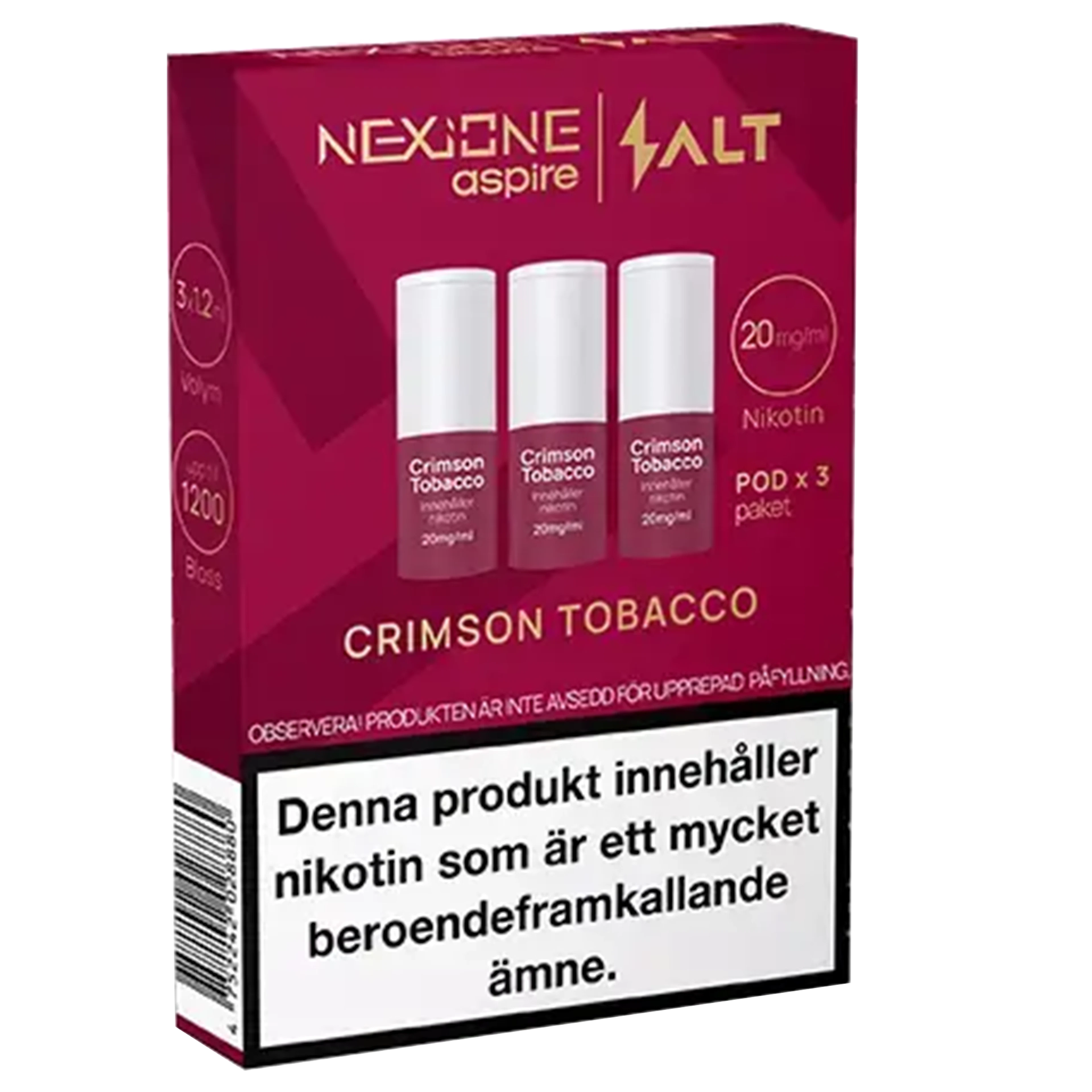 Nexione Aspire Salt Crimson Tobacco 20mg Pod 3-pack