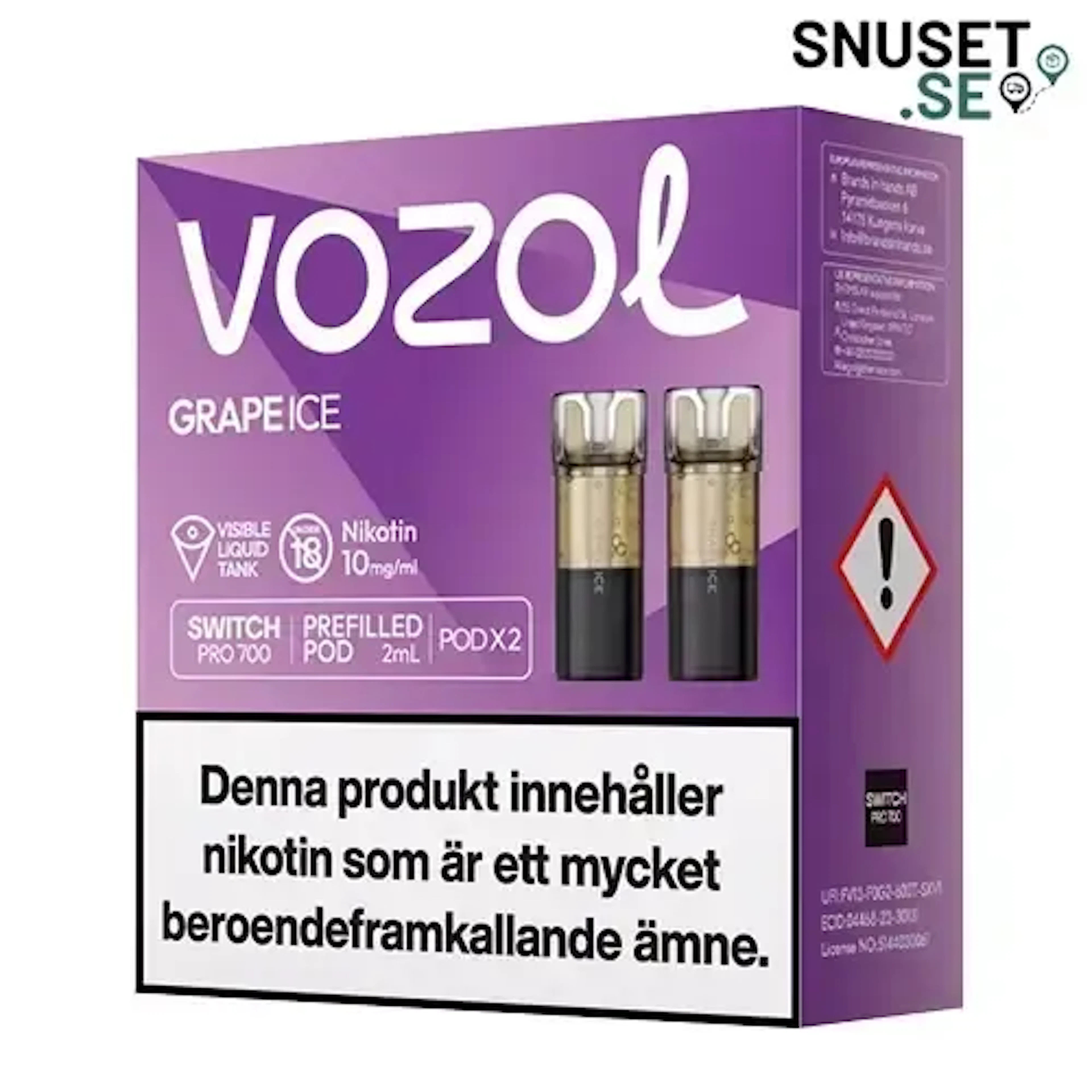 Vozol Grape Ice 10mg Pod 2-pack