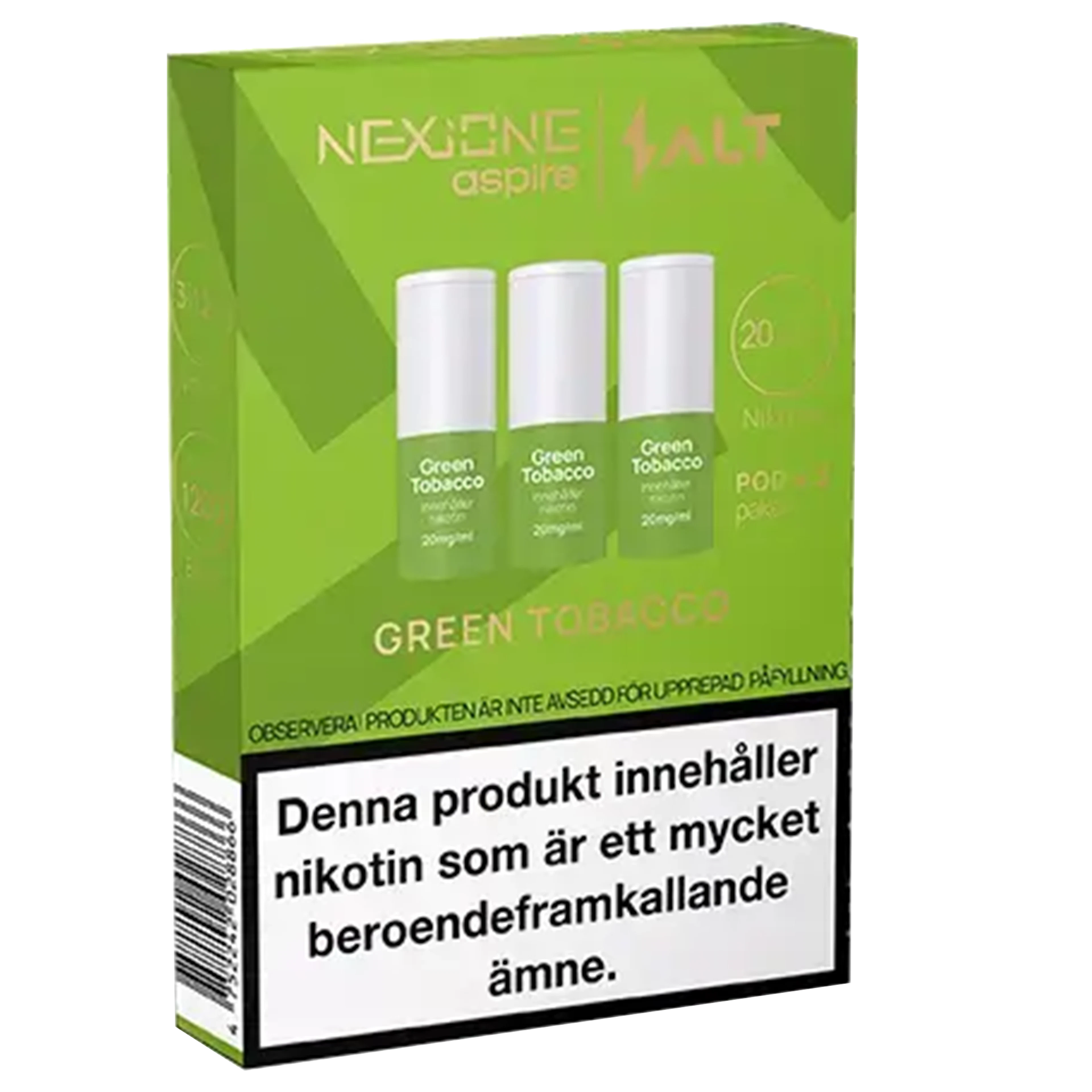 Nexione Aspire Salt Green Tobacco 20mg Pod 3-pack