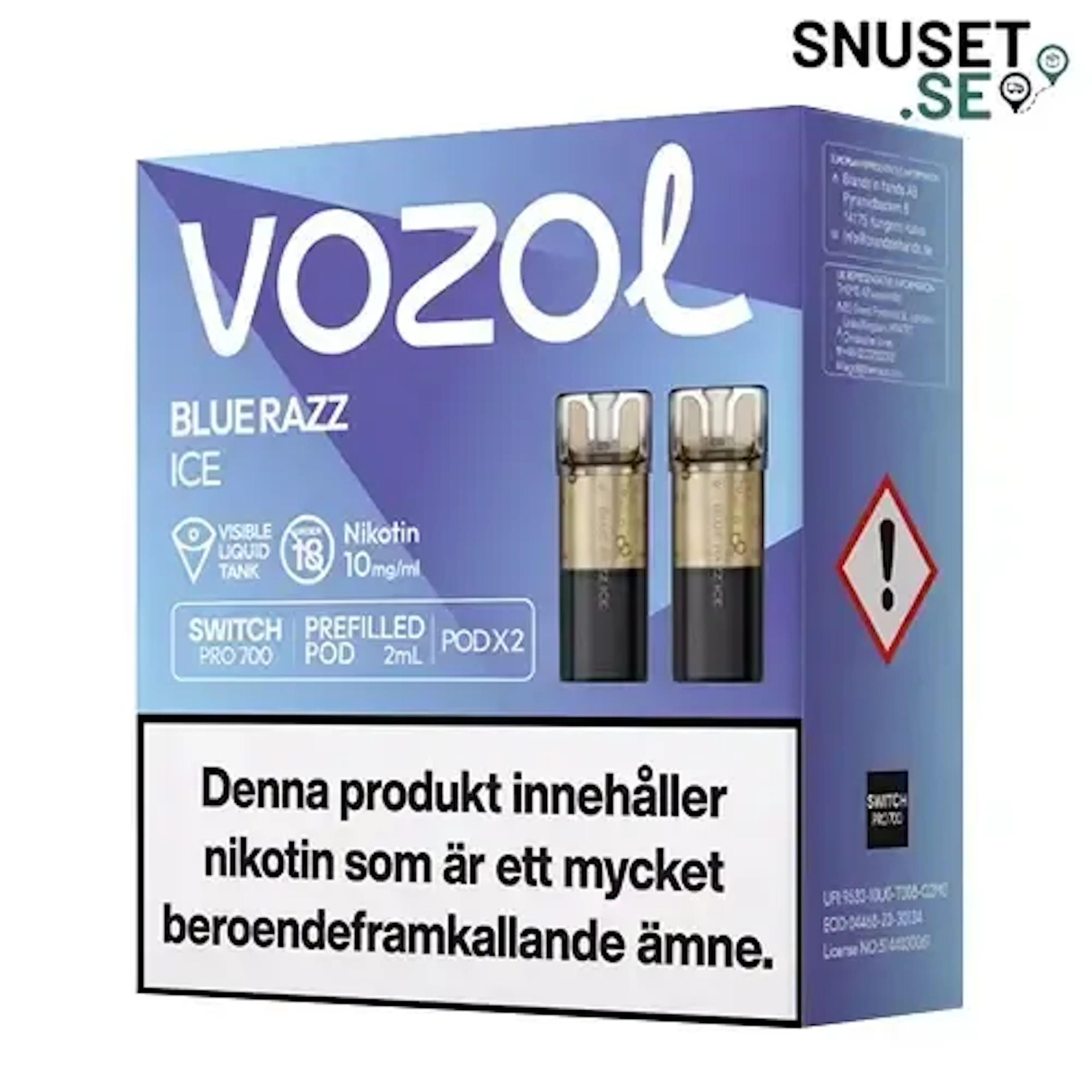 Vozol Blue Razz Ice 10mg Pod 2-pack
