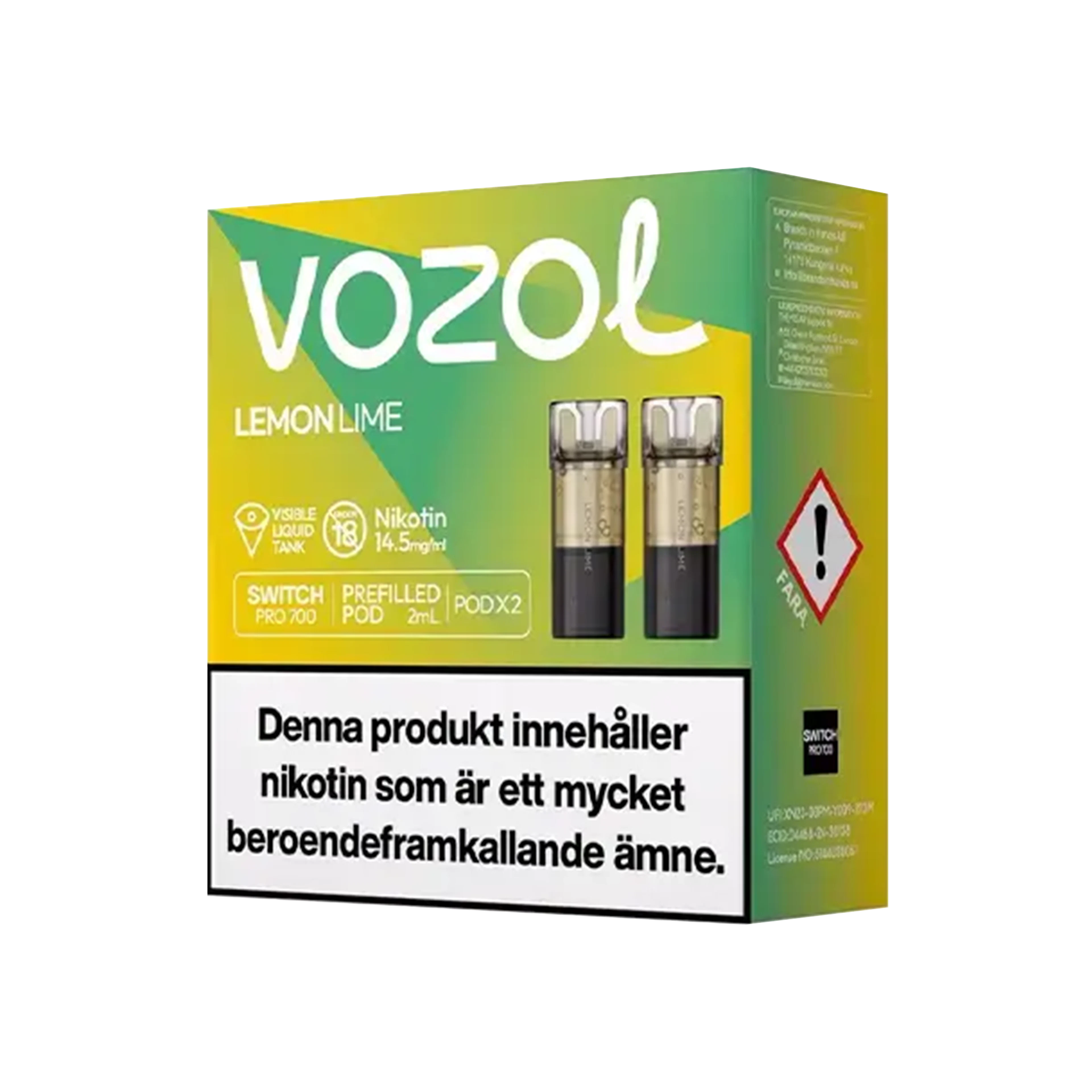 Vozol Lemon Lime 14,5mg Pod 2-pack