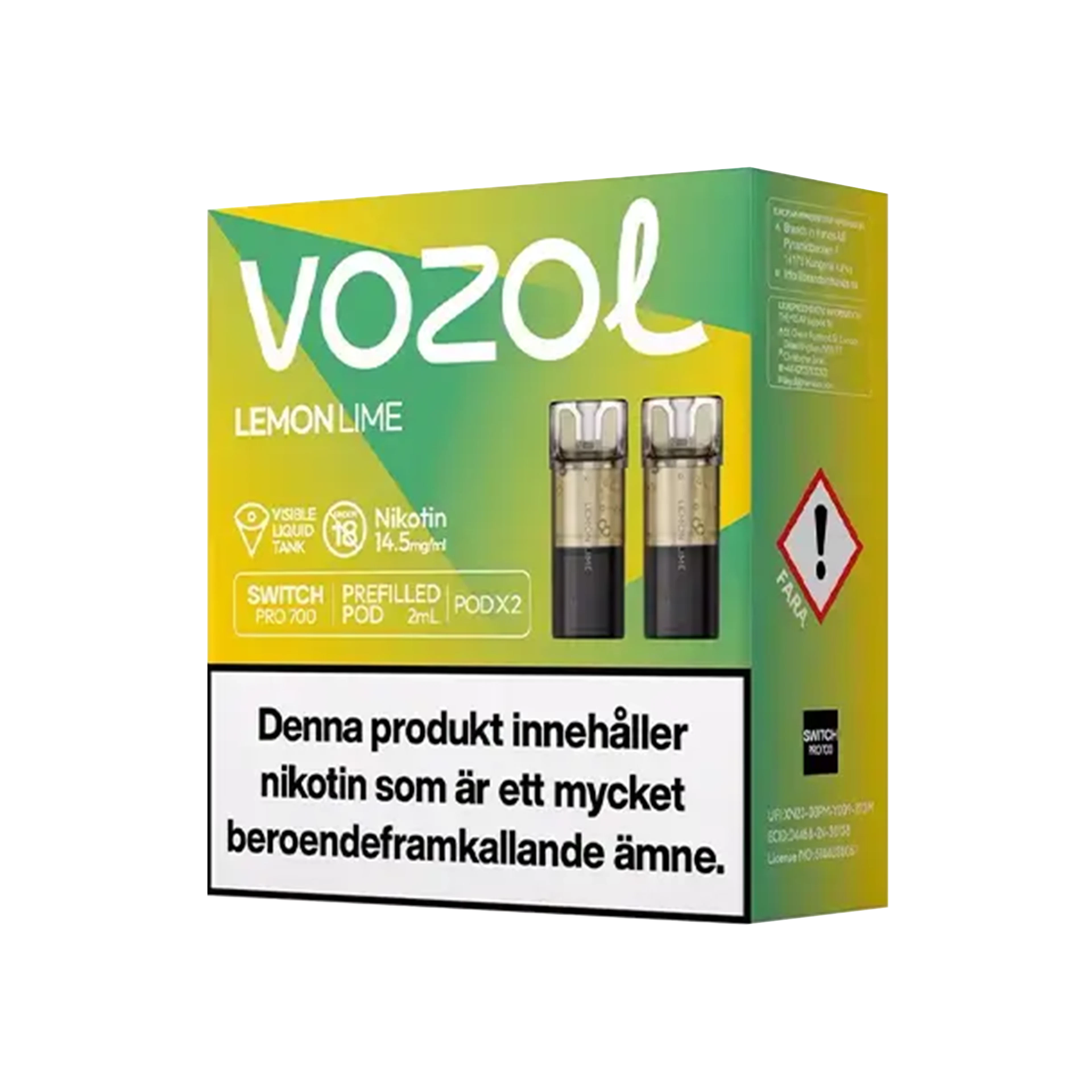 Vozol Lemon Lime 14,5mg Pod 2-pack