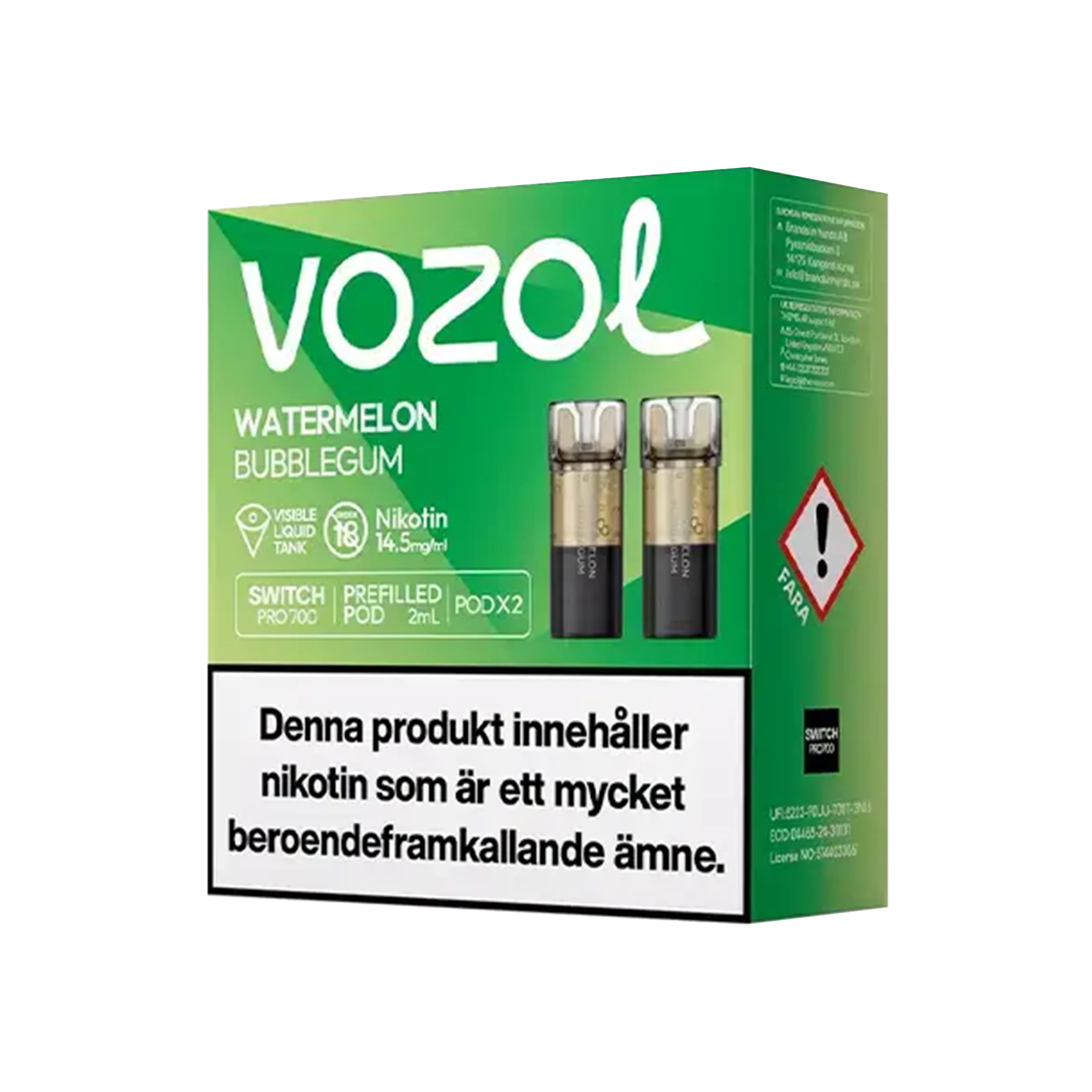 Vozol Watermelon Bubblegum 14,5mg Pod 2-pack
