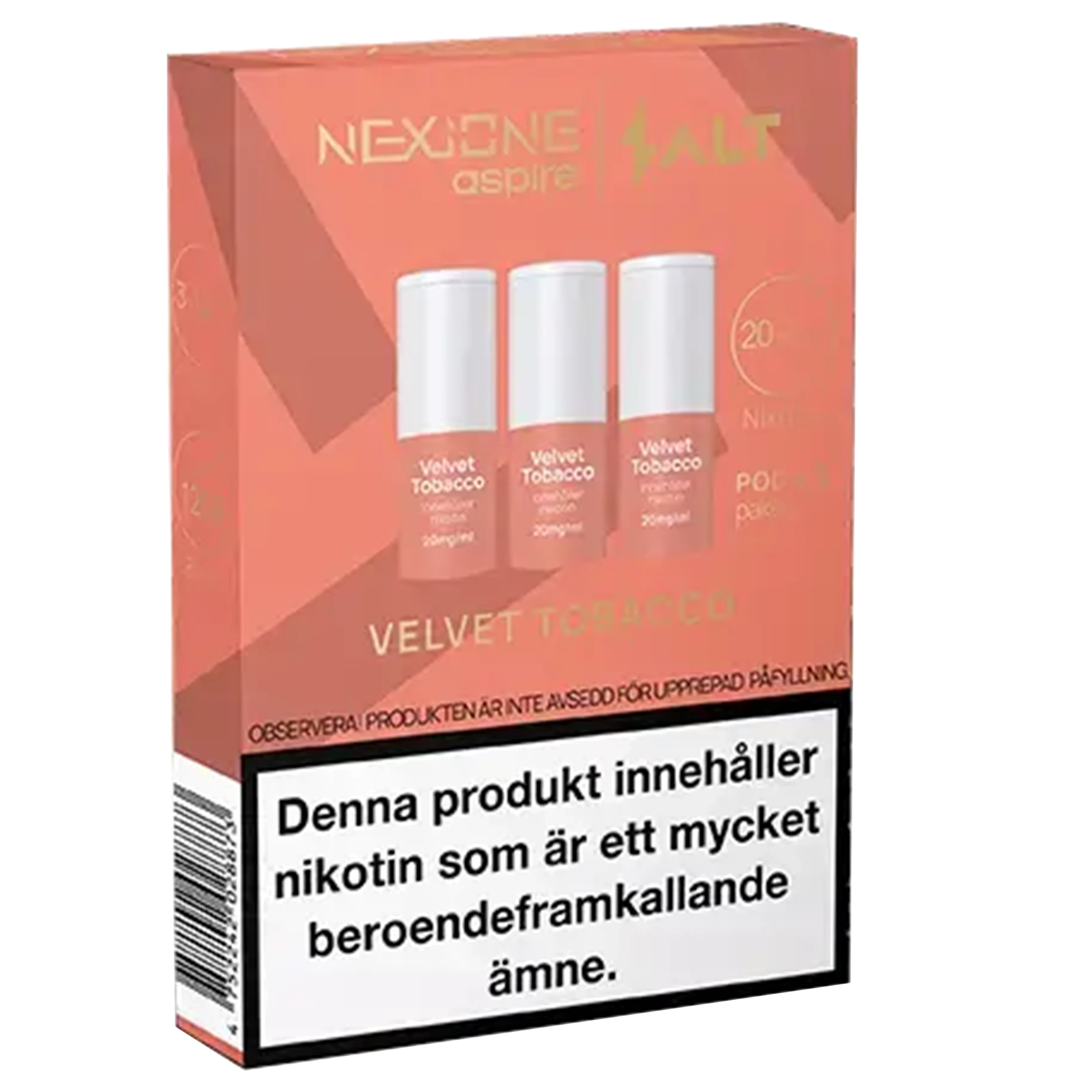 Nexione Aspire Salt Velvet Tobacco 20mg Pod 3-pack