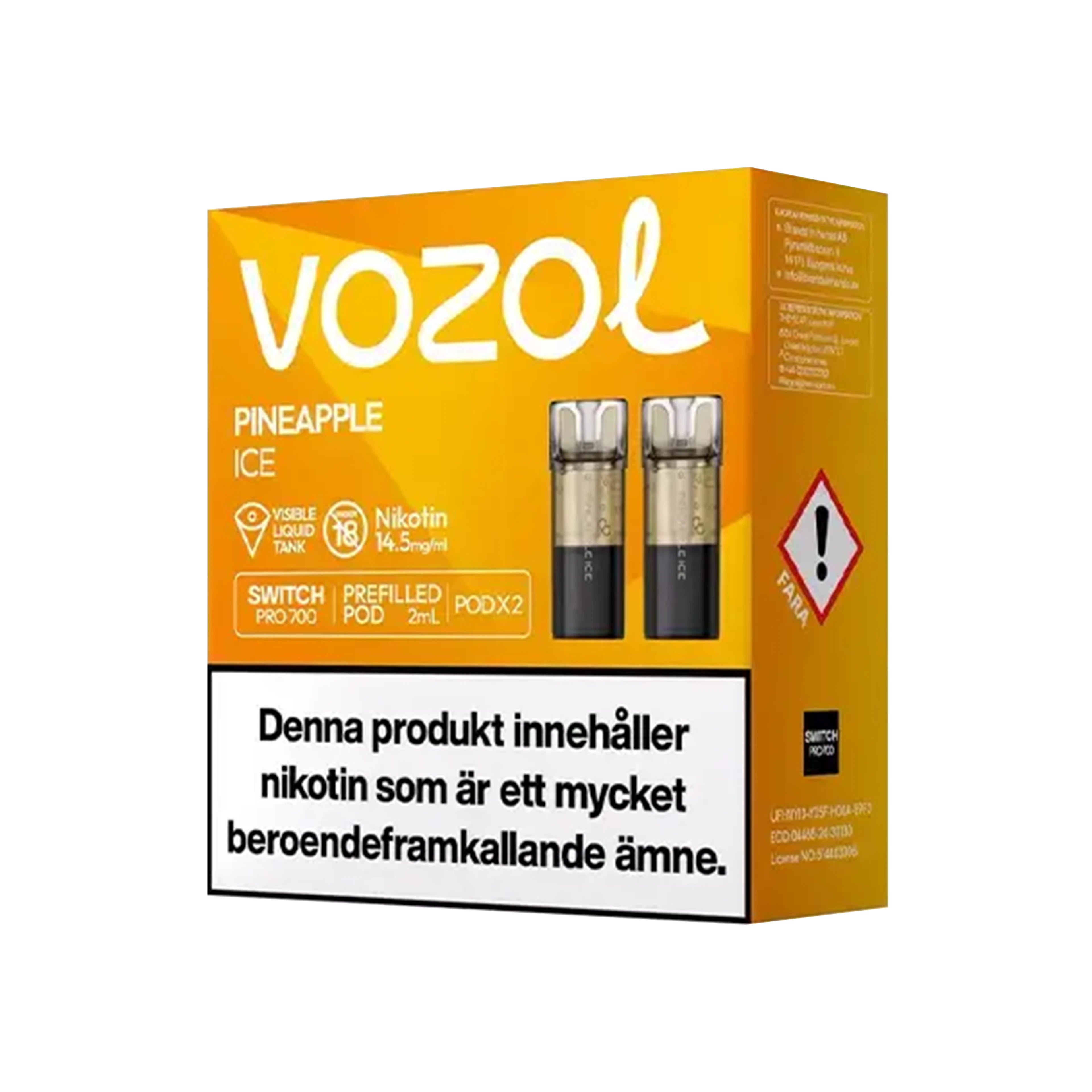 Vozol Pineapple Ice 14,5mg Pod 2-pack