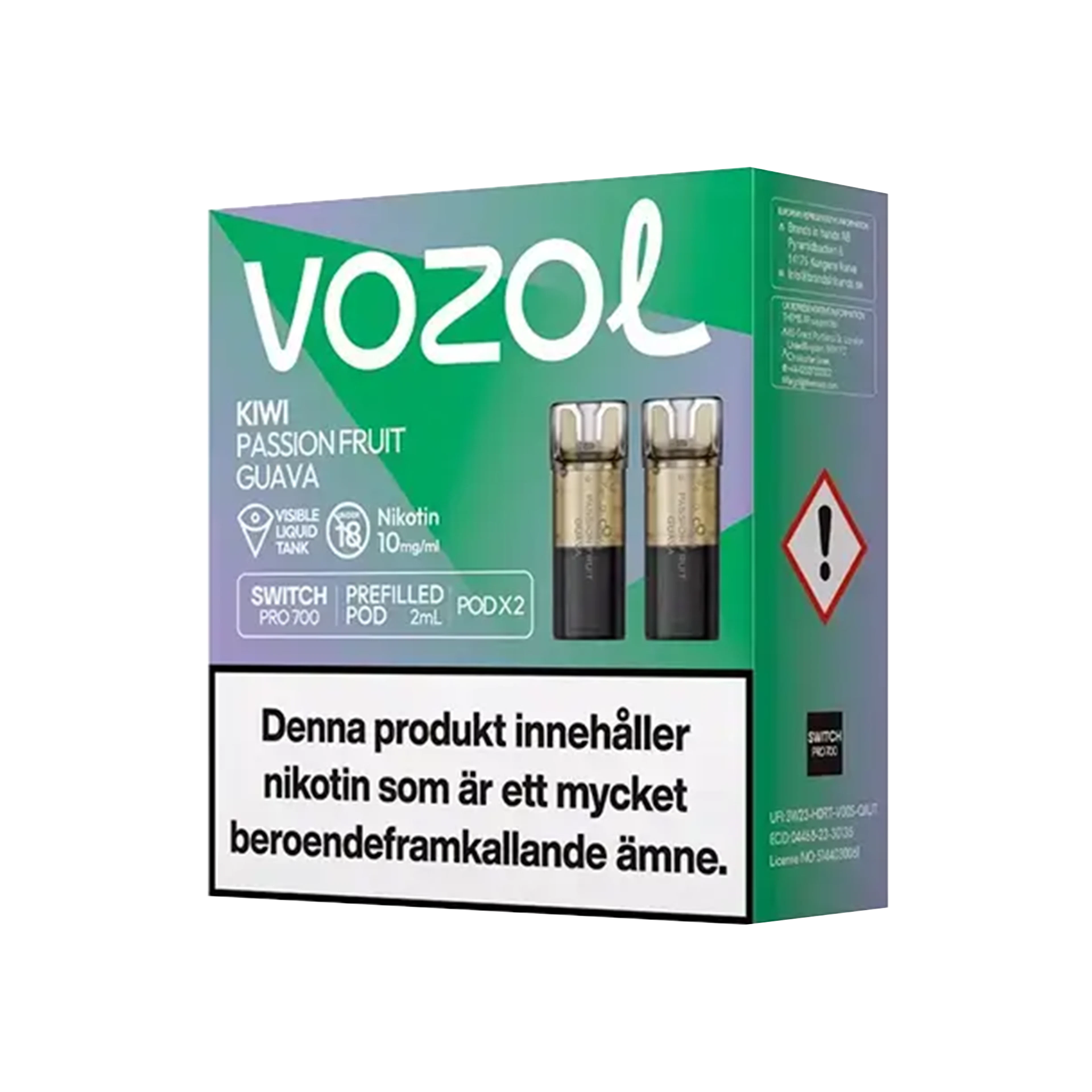 Vozol Kiwi Passionfruit Guava 10mg Pod 2-pack